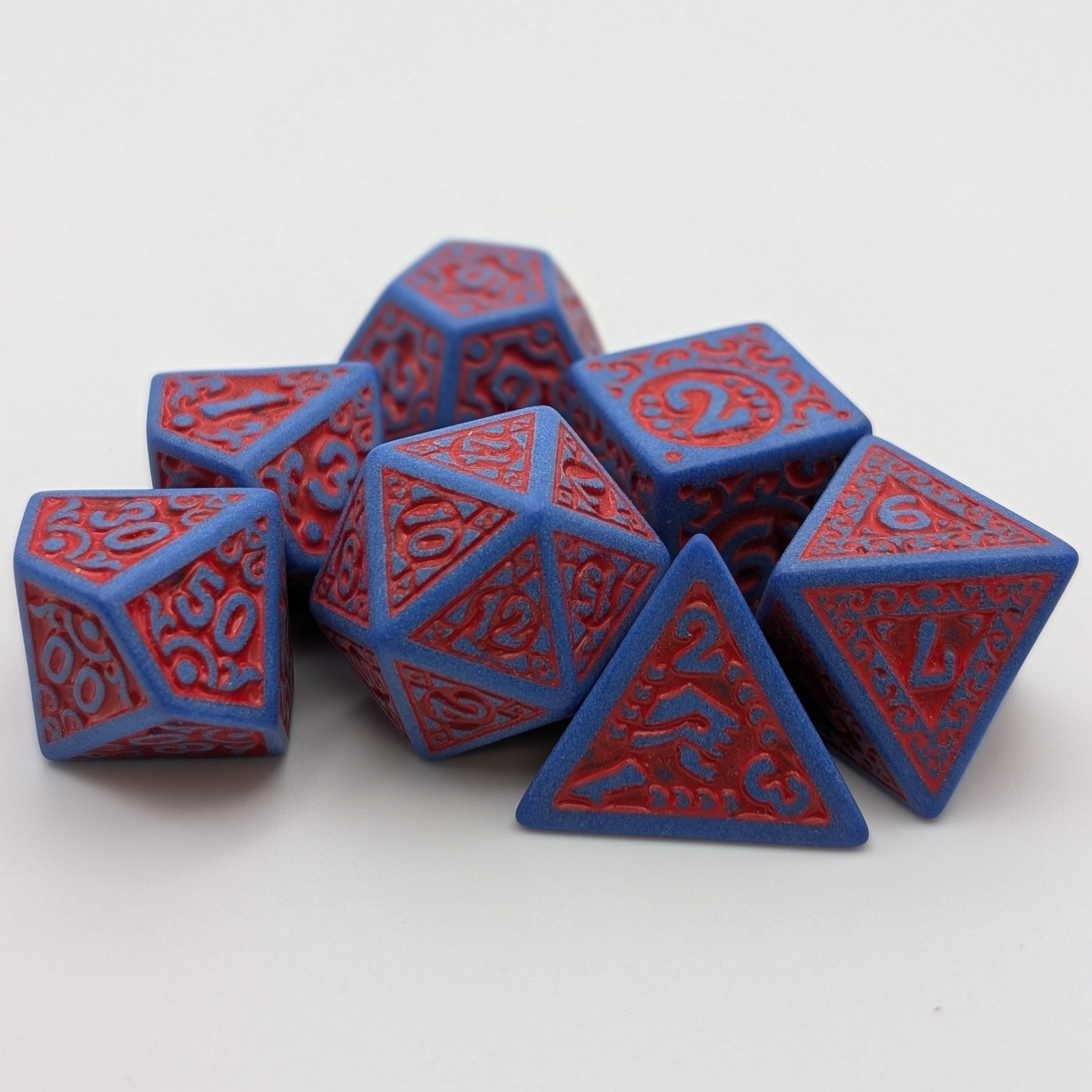 Magic Flame (Red Blue) - "Enchanted Hero" - 7 Piece DnD Dice Set | Acrylic RPG Gaming Dice - Collectors World Toys