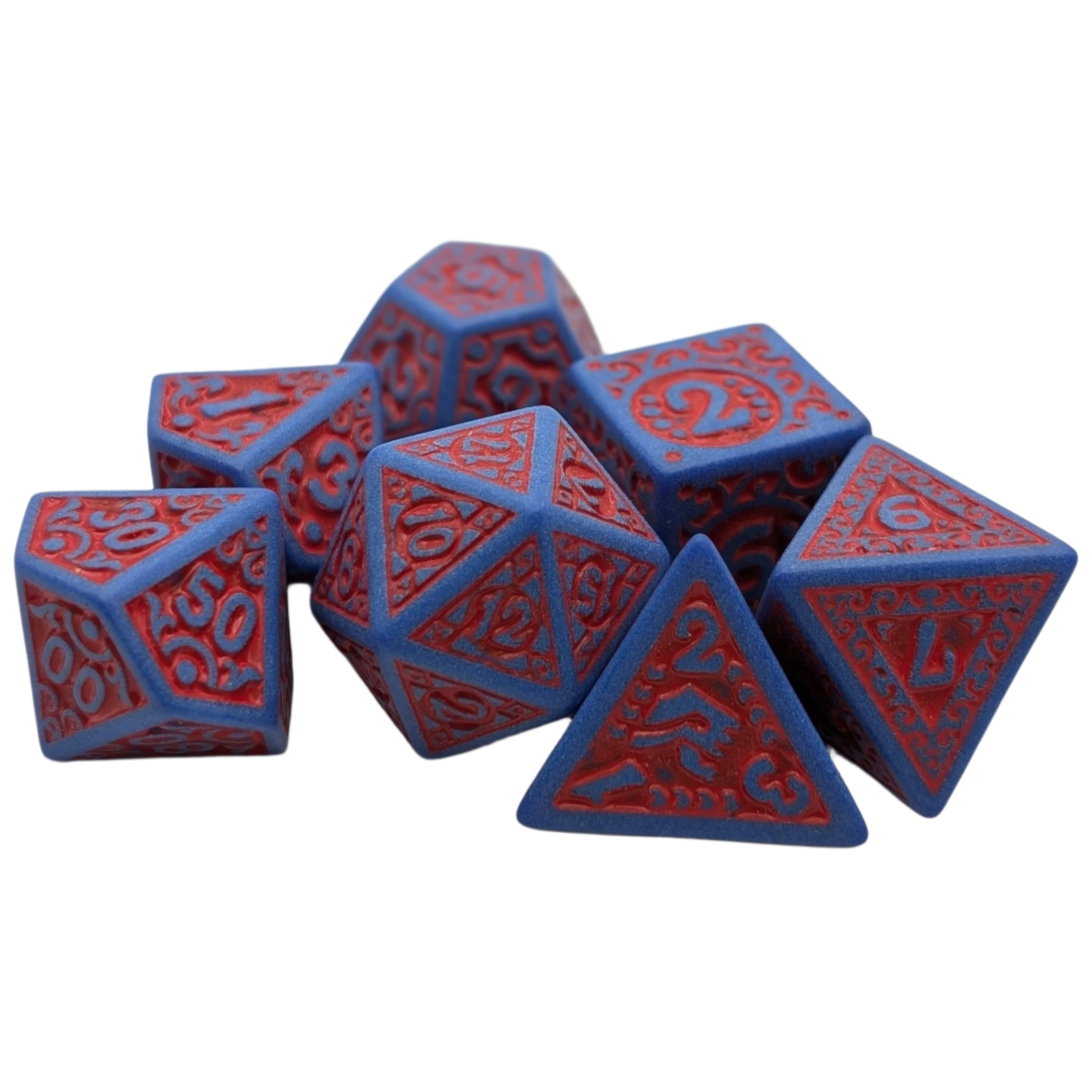 Magic Flame (Red Blue) - "Enchanted Hero" - 7 Piece DnD Dice Set | Acrylic RPG Gaming Dice Main image