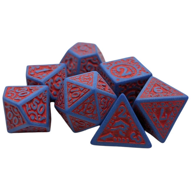 Magic Flame (Red Blue) - "Enchanted Hero" - 7 Piece DnD Dice Set | Acrylic RPG Gaming Dice - Collectors World Toys Hover Image