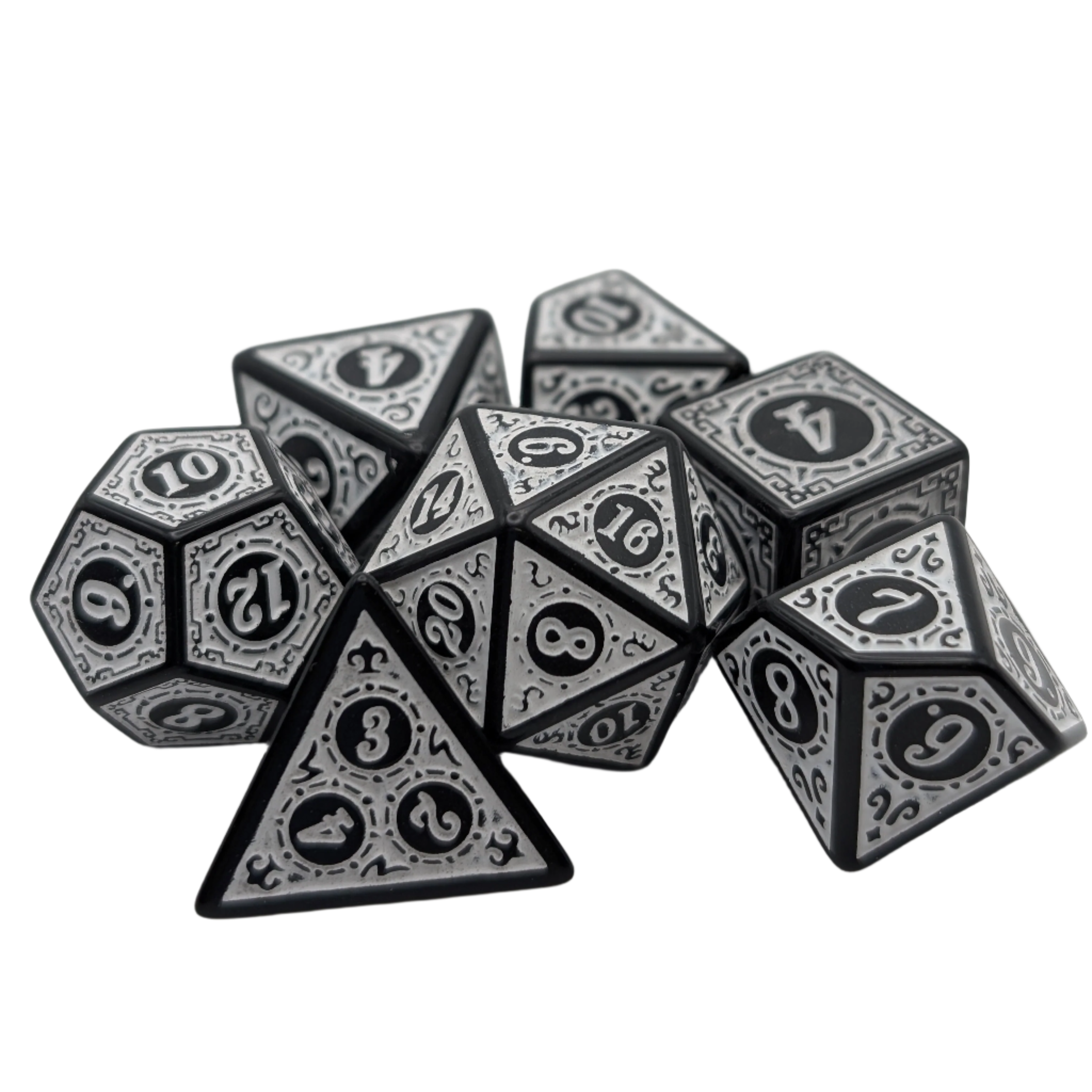 Magic Flame (White) - "Enchanted Zen" - 7 Piece DnD Dice Set | Acrylic RPG Gaming Dice Main image
