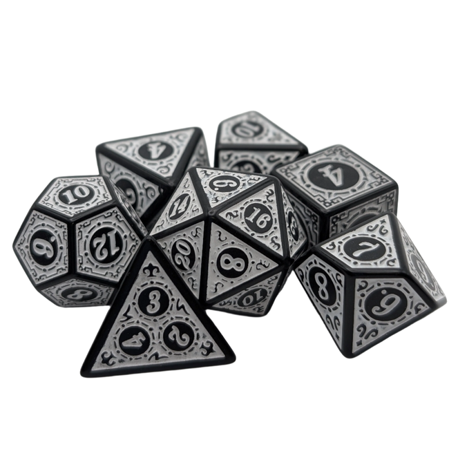 Magic Flame (White) - "Enchanted Zen" - 7 Piece DnD Dice Set | Acrylic RPG Gaming Dice - Collectors World Toys Hover Image