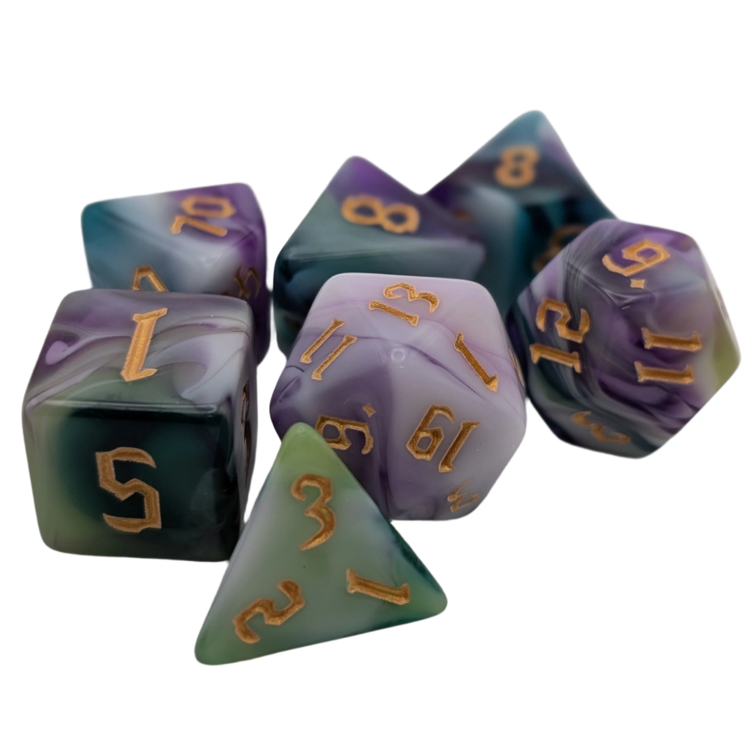 Siberian Iris - 7 Piece DnD Dice Set | Acrylic RPG Gaming Dice Main image
