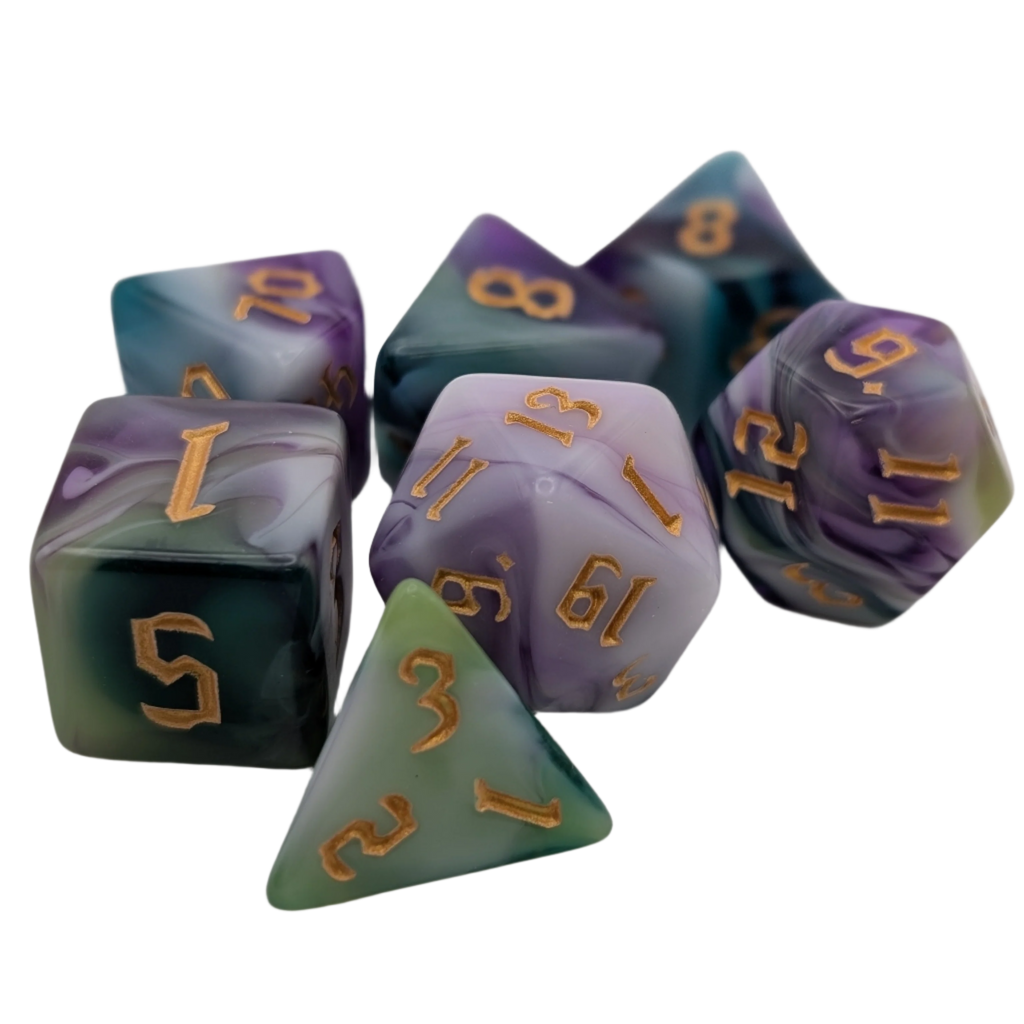 Siberian Iris - 7 Piece DnD Dice Set | Acrylic RPG Gaming Dice - Collectors World Toys