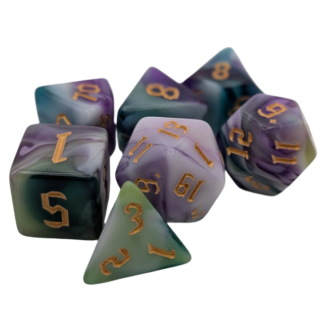 Siberian Iris - 7 Piece DnD Dice Set | Acrylic RPG Gaming Dice - Collectors World Toys Hover Image