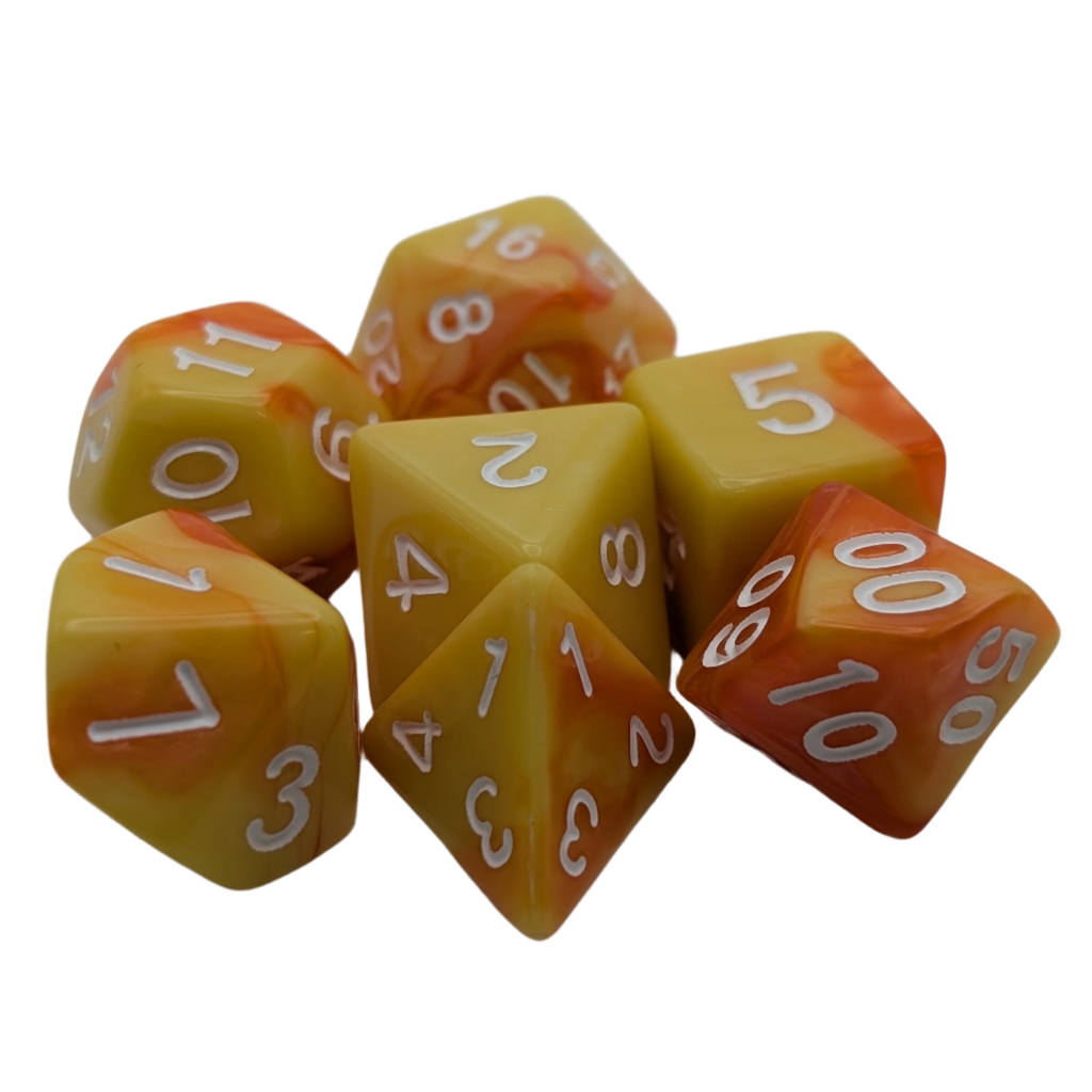 Lemon Orange - 7 Piece DnD Dice Set | Acrylic RPG Gaming Dice - Collectors World Toys
