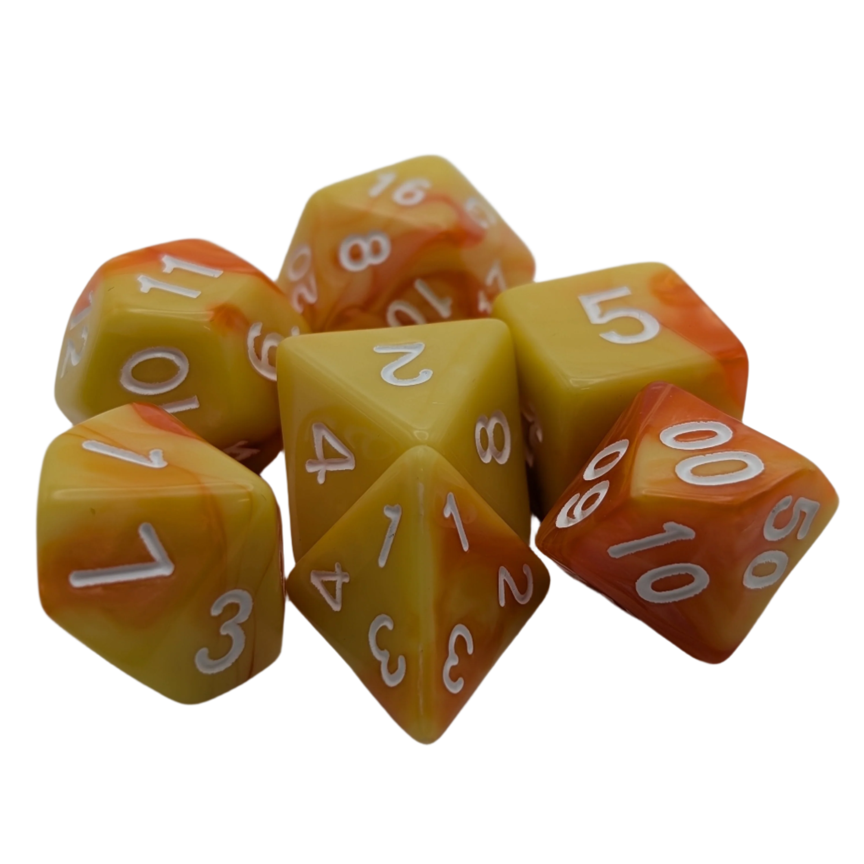 Lemon Orange - 7 Piece DnD Dice Set | Acrylic RPG Gaming Dice - Collectors World Toys