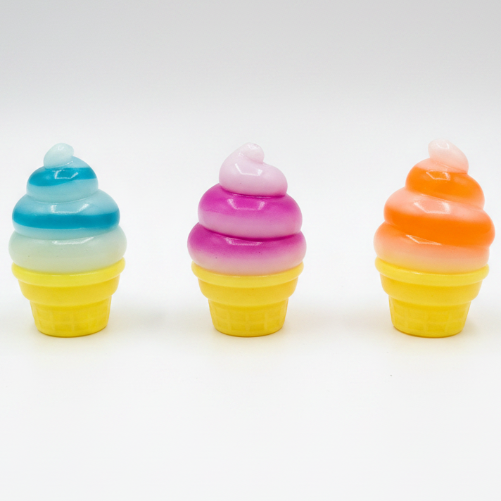 Set of Three Swirl Ice Cream Cone Squishies (Gelatin Squish) Main image