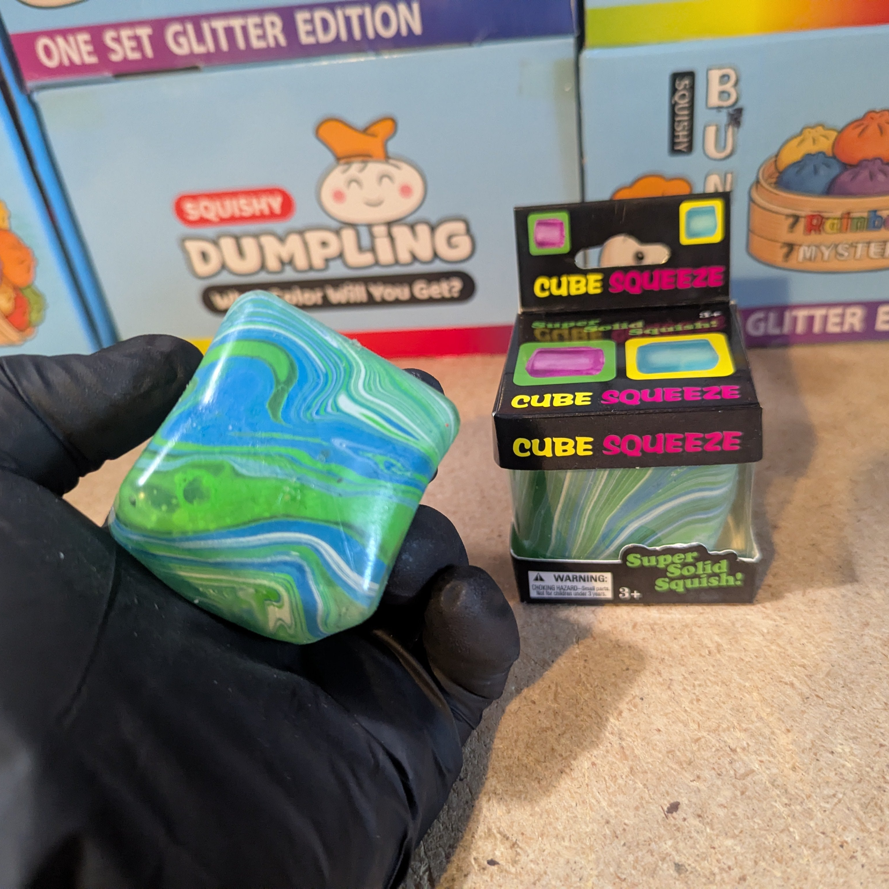 Blue vs Green Swirl Squeeze Cube (Super Slow-Rising Squish) Secondary image