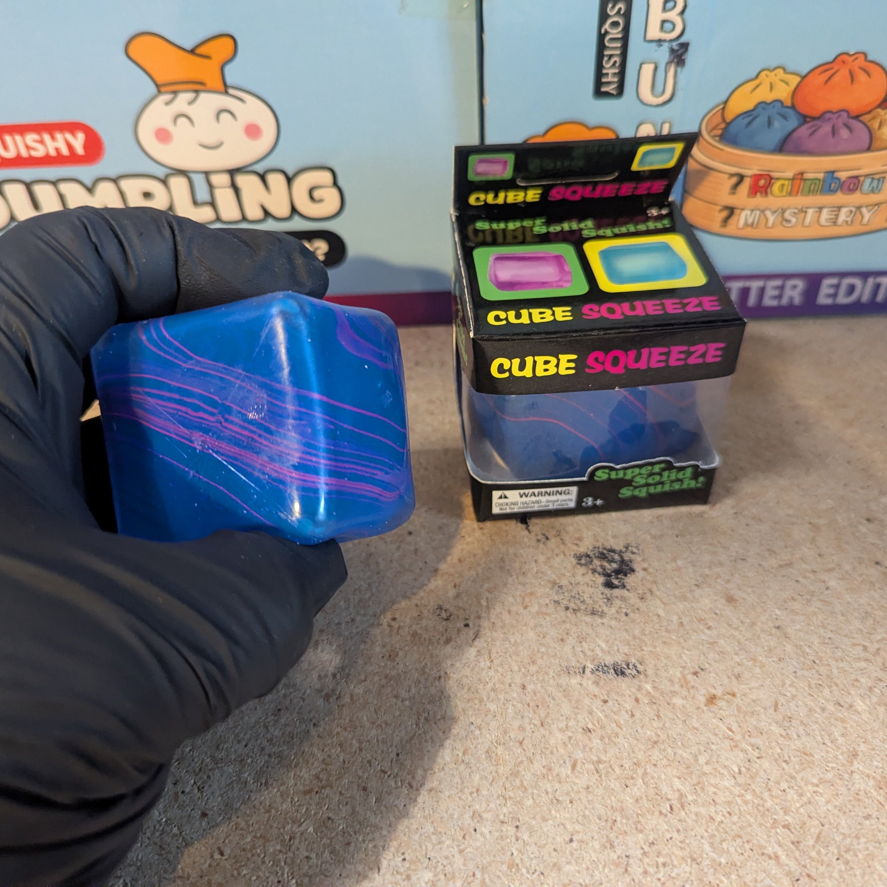 Blue vs Purple Swirl Squeeze Cube (Super Slow-Rising Squish) Secondary image