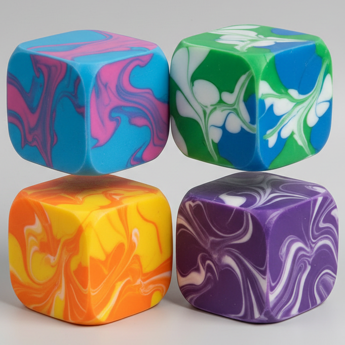 Set of Four Versus Swirl Squeeze Cubes (Super Slow-Rising Squish) Main image