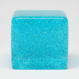 Blue Translucent Glitter Mini Magic Cube by Squeeze Toys (Slow-Rising Squish) Main image