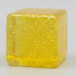 Yellow Translucent Glitter Mini Magic Cube by Squeeze Toys (Slow-Rising Squish) Main image