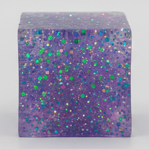 Purple Translucent Glitter Mini Magic Cube by Squeeze Toys (Slow-Rising Squish) Main image