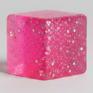Pink Translucent Glitter Mini Magic Cube by Squeeze Toys (Slow-Rising Squish) Main image
