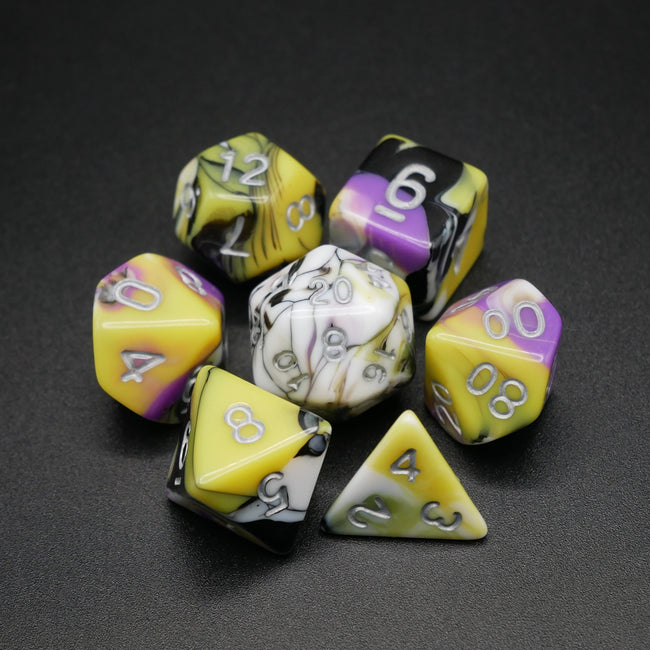 Panic Abstraction - 7 Piece DnD Dice Set | Acrylic RPG Gaming Dice - Collectors World Toys Hover Image