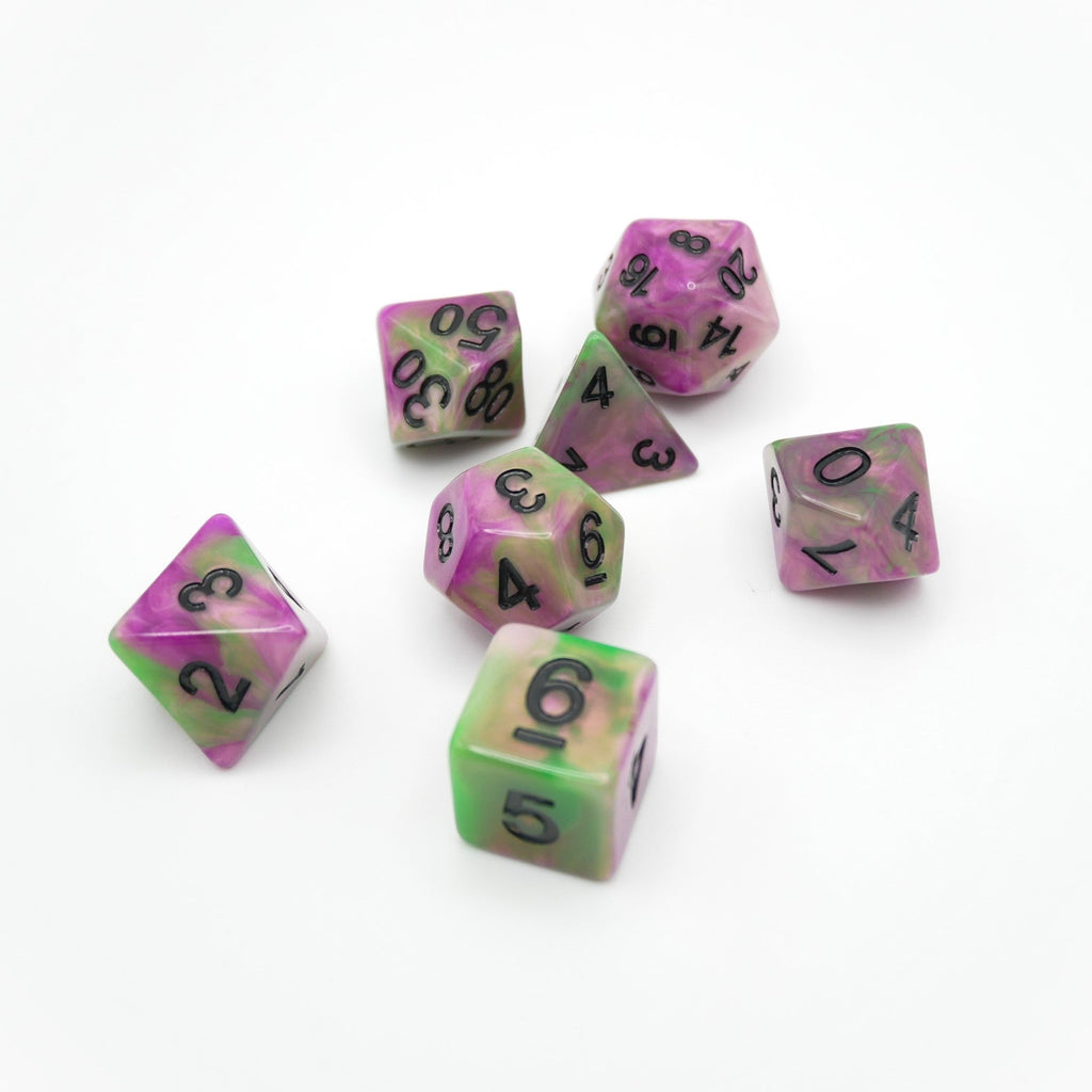 Poison Petals - 7 Piece DnD Dice Set | Acrylic RPG Gaming Dice - Collectors World Toys