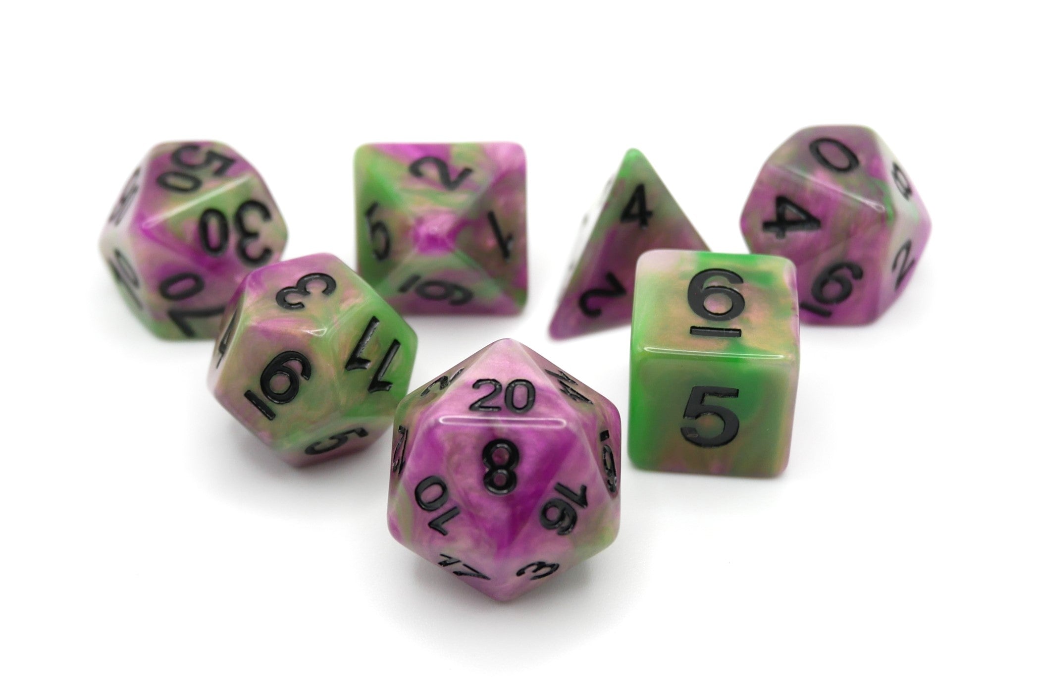 Poison Petals - 7 Piece DnD Dice Set | Acrylic RPG Gaming Dice Main image