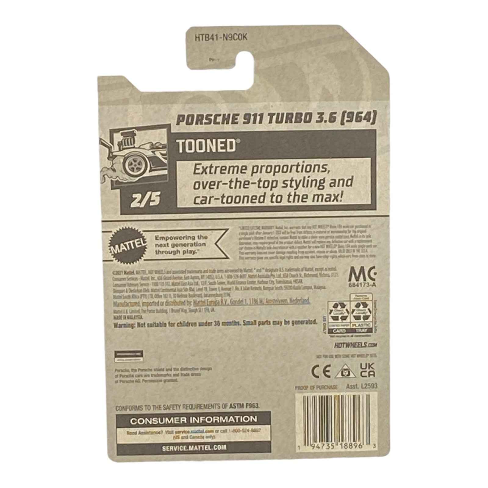 Hot Wheels Porsche 911 Turbo 3.6 (964) - Tooned Series 2/5 -