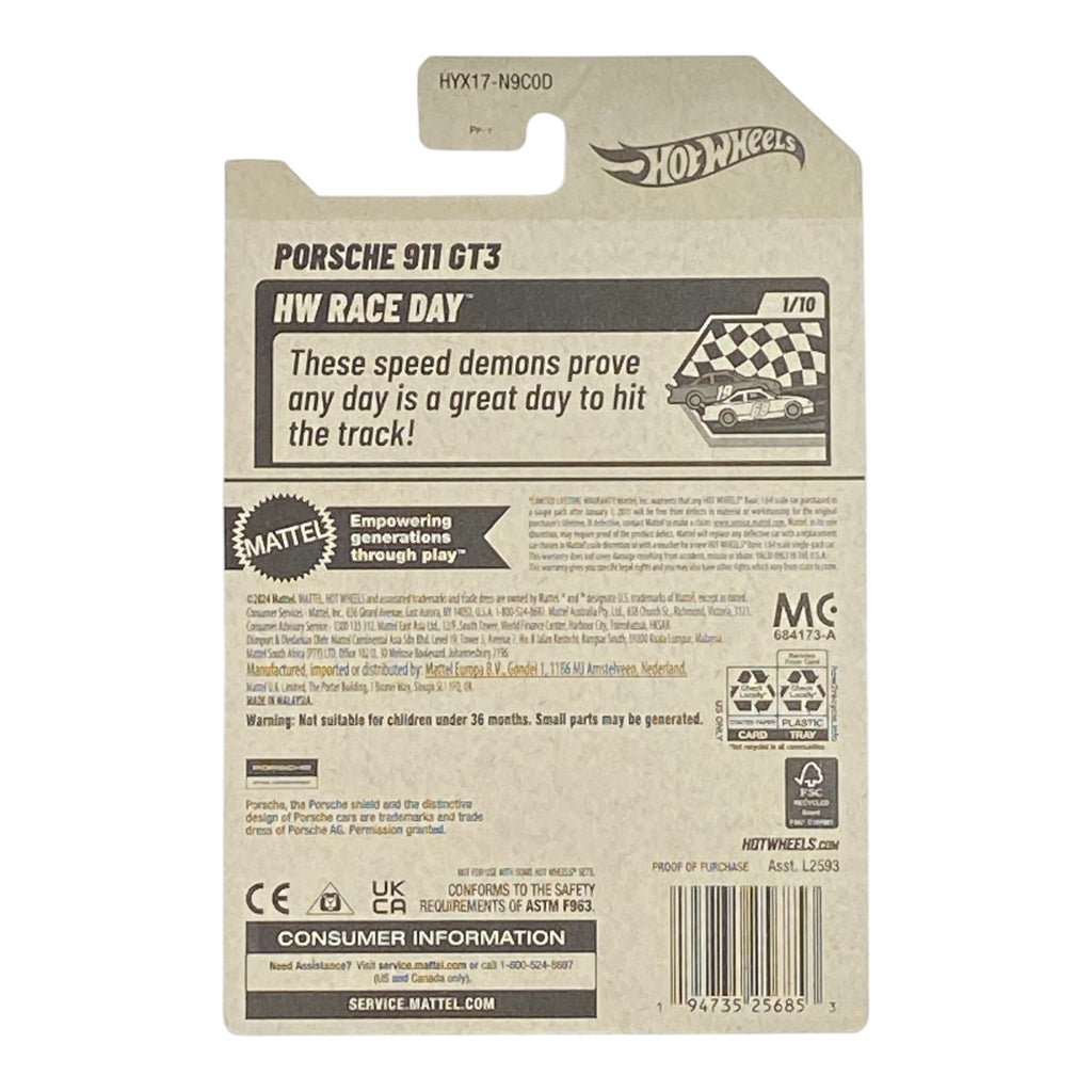 Hot Wheels Porsche 911 GT3 - HW Race Day Series 1/10 - Collectors World Toys