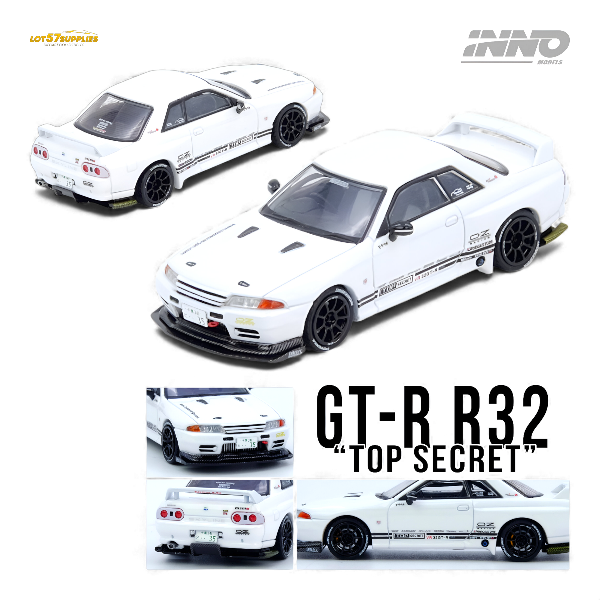 (Pre-Order) INNO64 TOP SECRET VR32 GT-R - White 1:64 Main image