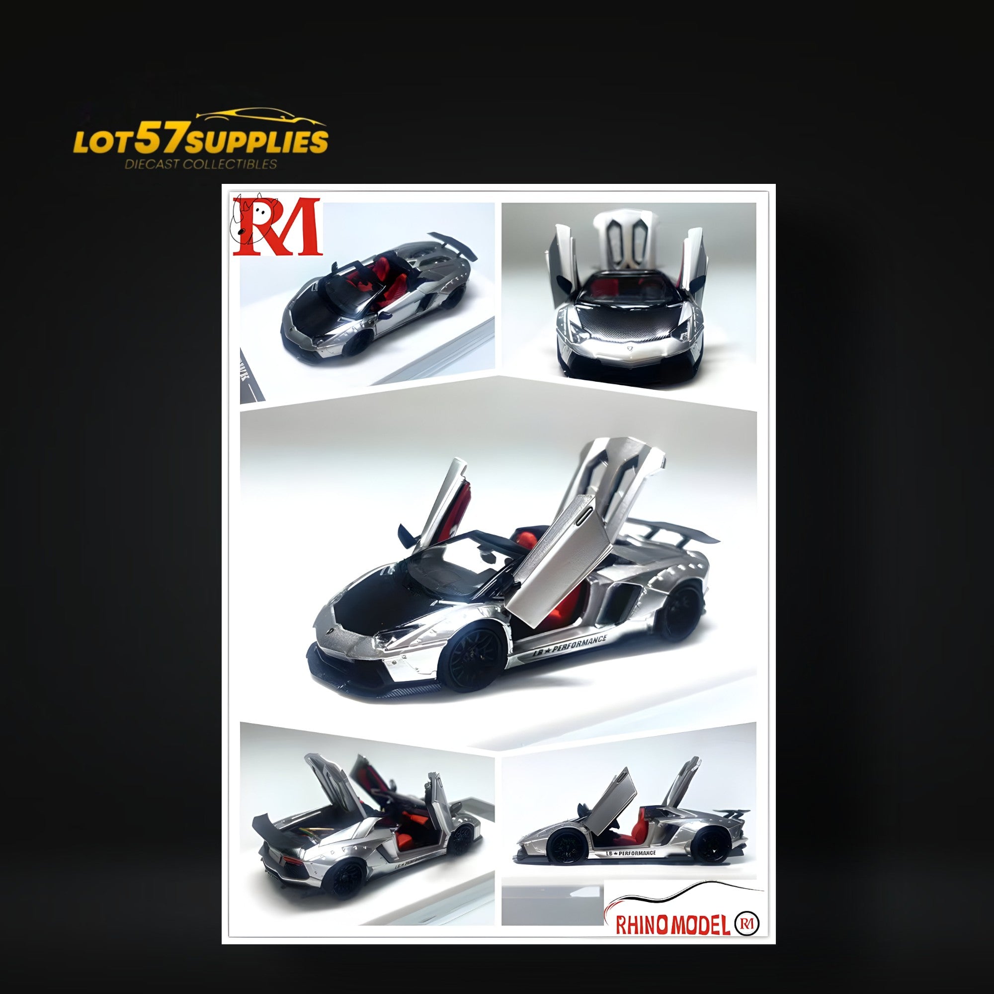 Rhino Model Lamborghini LP700-4 - Roadster LBWK in Silver 1:64 Main image