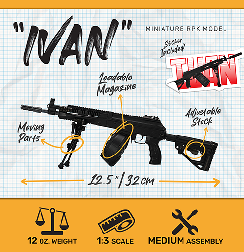 1/3 Scale Die Cast RPK-16 LMG Model, Black
