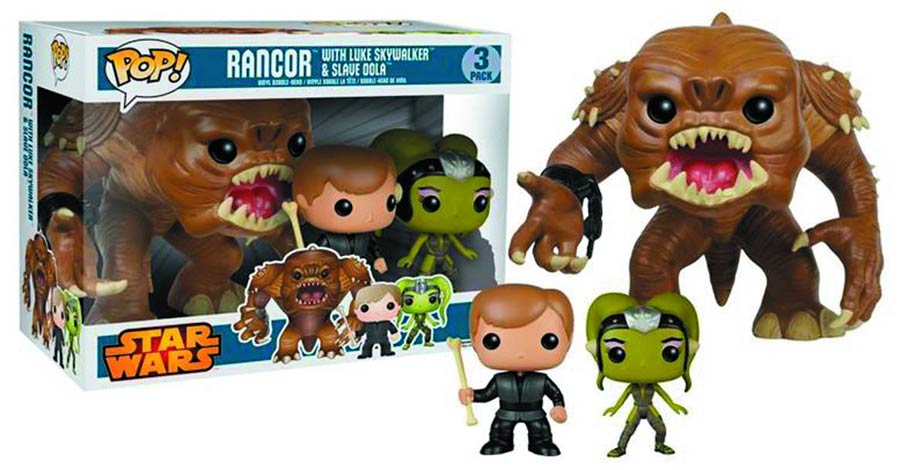 Pop! Vinyl: Star Wars - Rancor with Luke Skywalker & Slave Oola 3-Pack (2016 Release) Main image