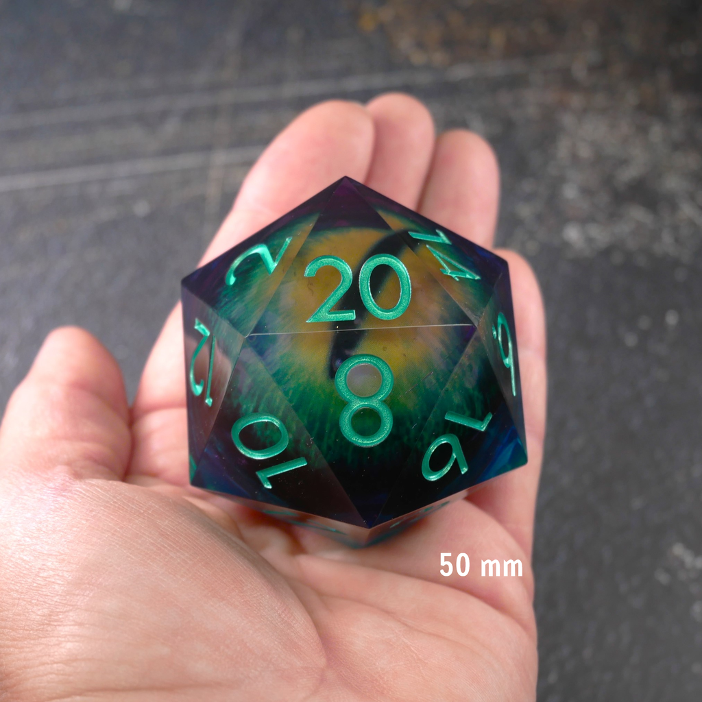Remorhaz's Eye | Giant D20 Moving Eye DnD Dice | Acrylic RPG Gaming Dice - Collectors World Toys