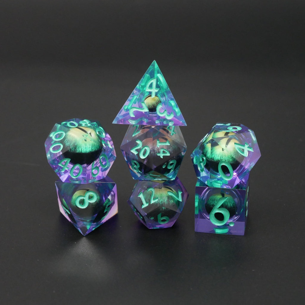Remorhaz's Eye |  7 Piece Moving Eye DnD Dice Set | Acrylic RPG Gaming Dice - Collectors World Toys