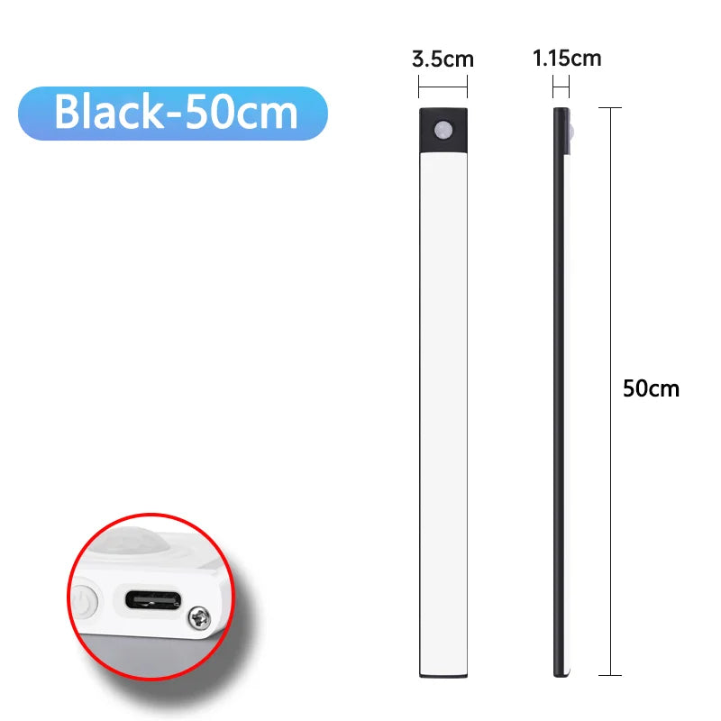 LED Bar Light Motion Sensor USB Rechargeable Led Cabinet Lights for Kitchen Wardrobe Cabinet Lighting 30cm/40cm/50cm Night Light