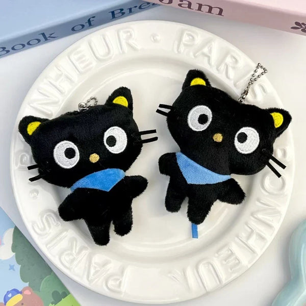 Chococat Plush Keychain Kawaii Black Cat Soft Plush Bag Charm Cute Backpack Purse Key Holder Decoration for Girls Women Gifts