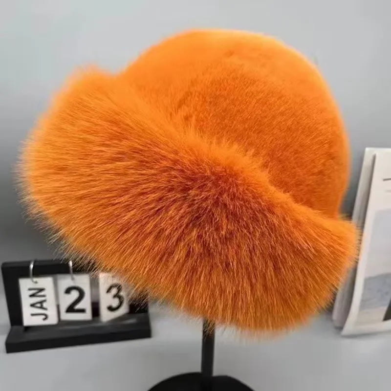 Women Winter Fur Hat Cold-Proof Outdoor Thicken Warm Soft Hat for Casual Trips Sports Skiing