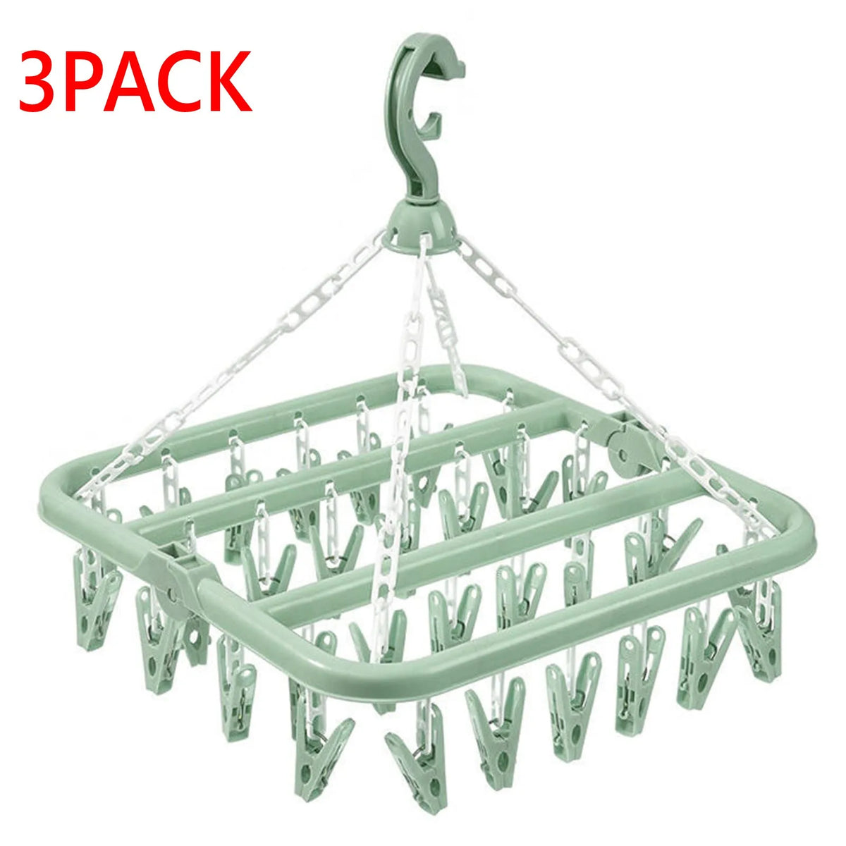 Foldable Drip Hanger with 32 Clips – Plastic Clothes Drying Rack