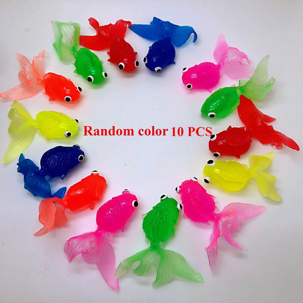 Children's Water Toy Soft Rubber Marine Life Buoy Goldfish Net Fishing Model Swimming Bathtub Holiday Gift