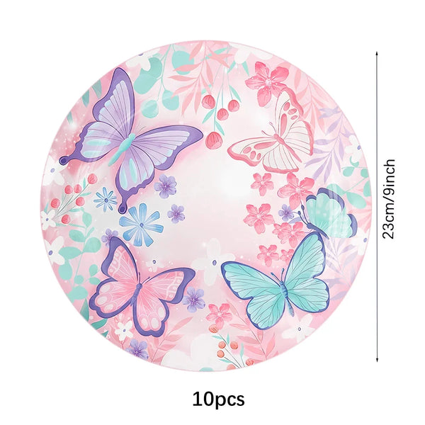 Butterfly Fairy Birthday Party Tableware Set – Pink Disposable Plates, Cups, Napkins & Tablecloth | Girls Party Decorations & Supplies