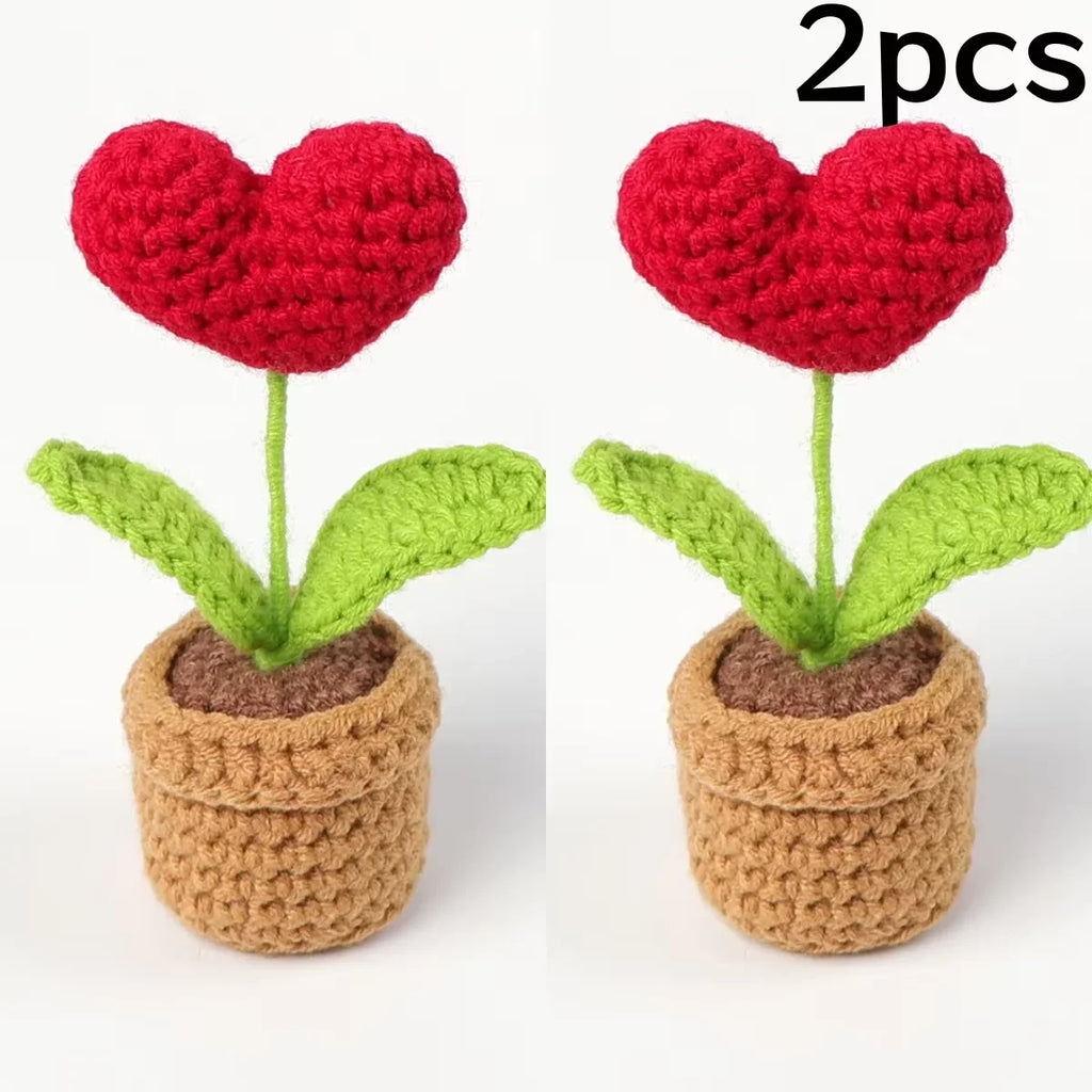 Hook Woven Finished Small Potted Plant Simulation Flower Potted Plant Flower Decoration Creative Gift Ornament
