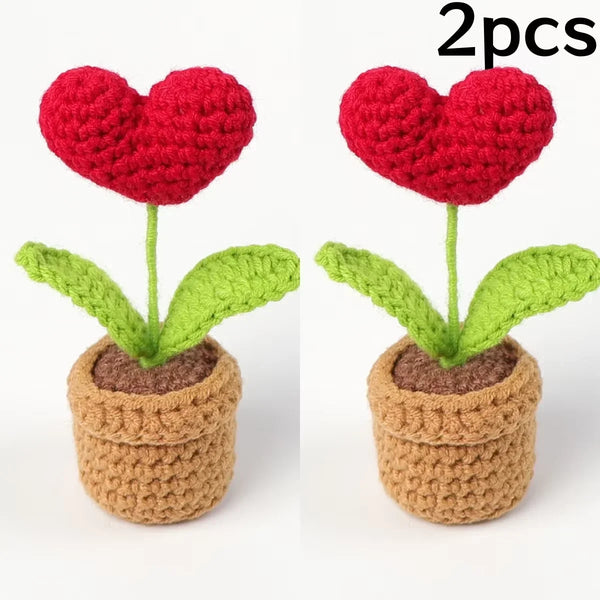 Hook Woven Finished Small Potted Plant Simulation Flower Potted Plant Flower Decoration Creative Gift Ornament