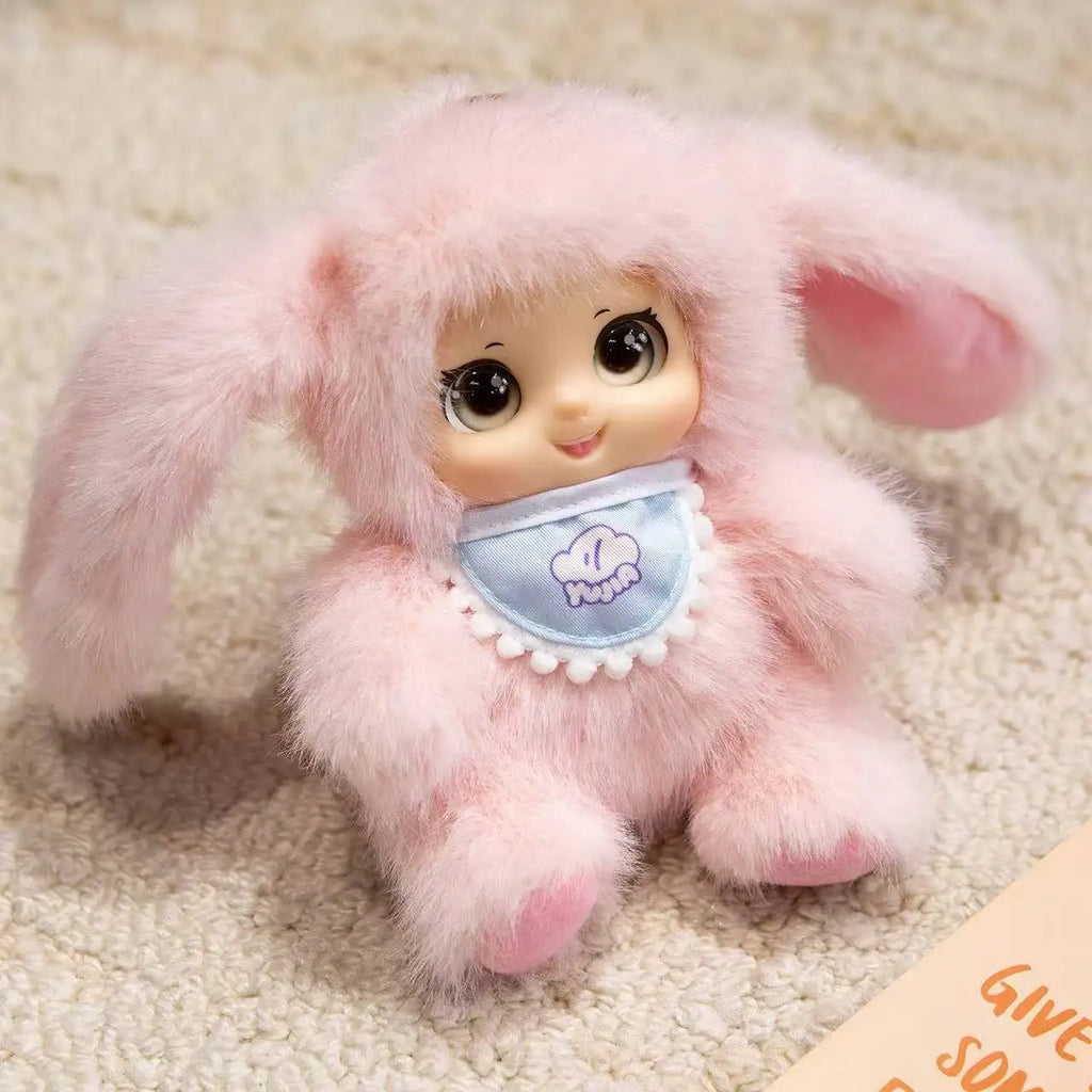 18cm Kawaii Animal Plush Toys – Cute Vinyl Face Rabbit, Bear & Sheep Pendant for Kids, Bag Charm & Gift for Animal Lovers