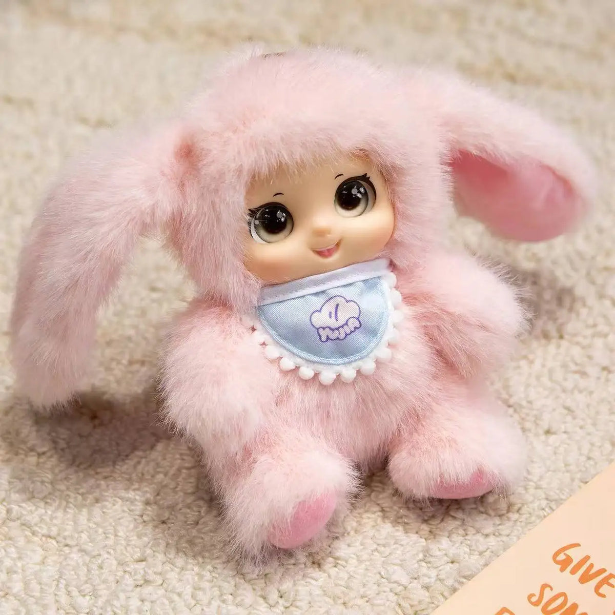 18cm Kawaii Animal Plush Toys – Cute Vinyl Face Rabbit, Bear & Sheep Pendant for Kids, Bag Charm & Gift for Animal Lovers