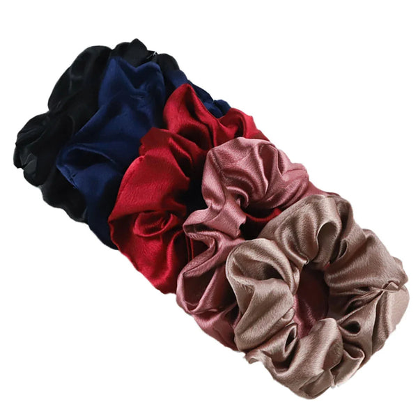 10/5 Pcs Satin Hair Scrunchies Set for Women & Girls – Soft Silk Elastic Hair Bands | Elegant Solid Color Ponytail Holders & Headwear Accessories
