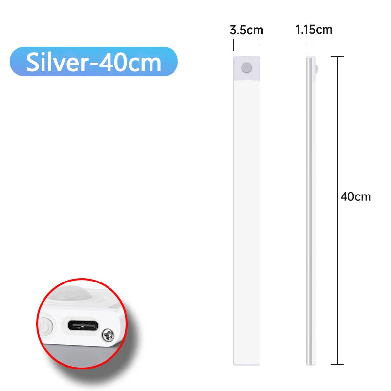 LED Bar Light Motion Sensor USB Rechargeable Led Cabinet Lights for Kitchen Wardrobe Cabinet Lighting 30cm/40cm/50cm Night Light