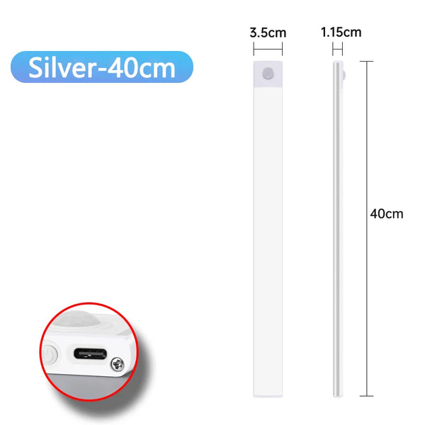 LED Bar Light Motion Sensor USB Rechargeable Led Cabinet Lights for Kitchen Wardrobe Cabinet Lighting 30cm/40cm/50cm Night Light