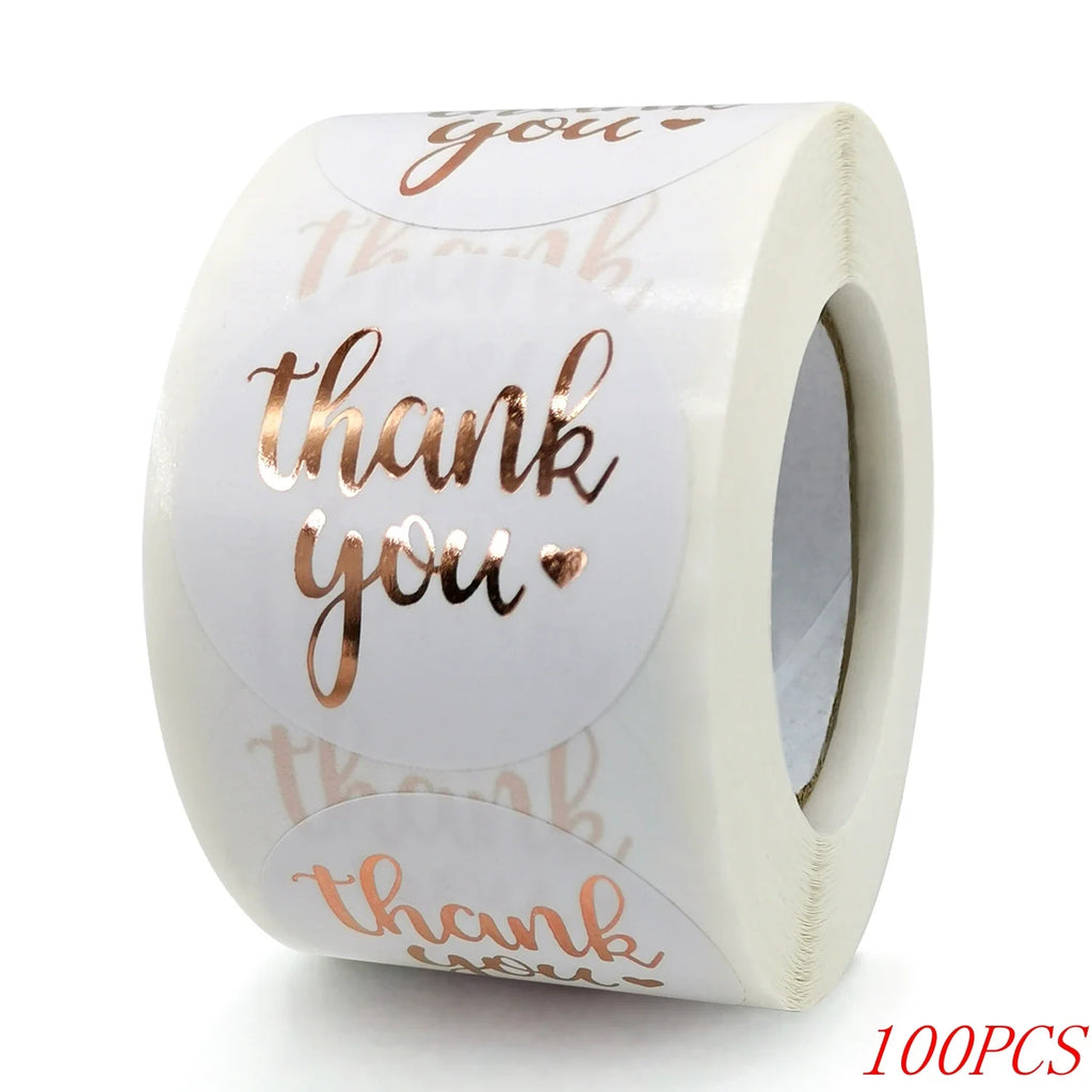 50-500pcs 1inch Blue Thank You Stickers For Envelope Sealing Labels Stationery Supplies Handmade Wedding Gift Decoration Sticker