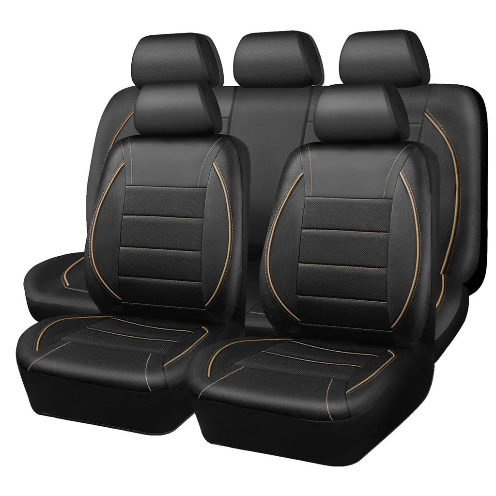 Universal Leather Car Seat Covers Red Simple Waterproof 5 Seat Car Seat Cover