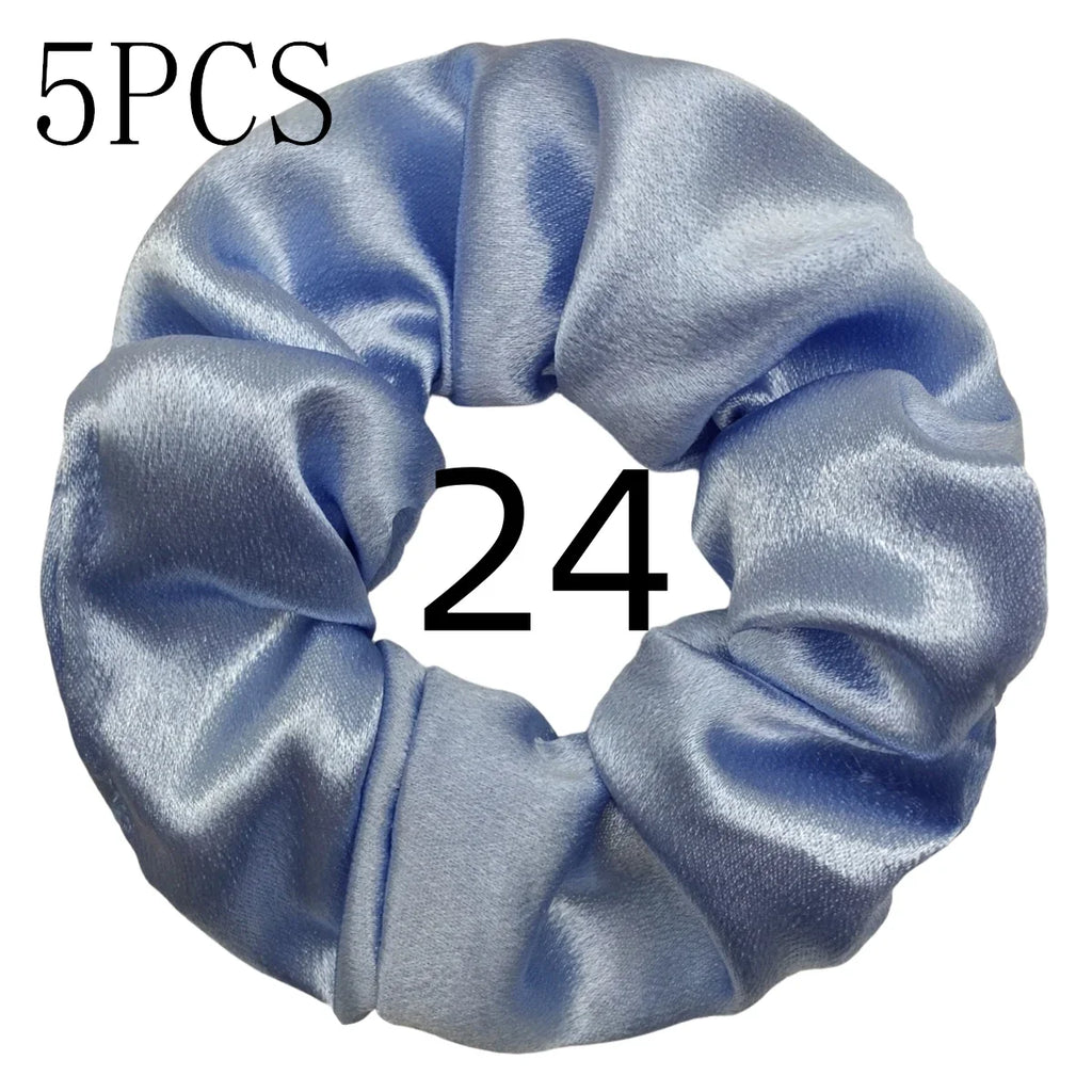 10/5 Pcs Satin Hair Scrunchies Set for Women & Girls – Soft Silk Elastic Hair Bands | Elegant Solid Color Ponytail Holders & Headwear Accessories