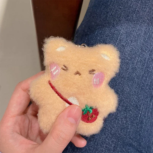 Cartoon Bear Squeak Plush Keychain Toys Pendant Cute Doll Toy Kawaii Soft Stuffed Bag Charms Decorations for Couple Friends Gift