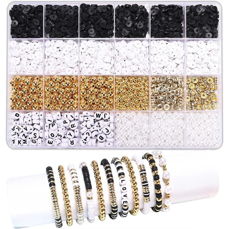 DIY Clay Beads Bracelet Making Kit – Friendship Golden Letter Beads for Jewelry Making, Gifts for Women & Teens