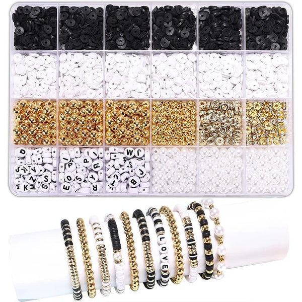 DIY Clay Beads Bracelet Making Kit – Friendship Golden Letter Beads for Jewelry Making, Gifts for Women & Teens