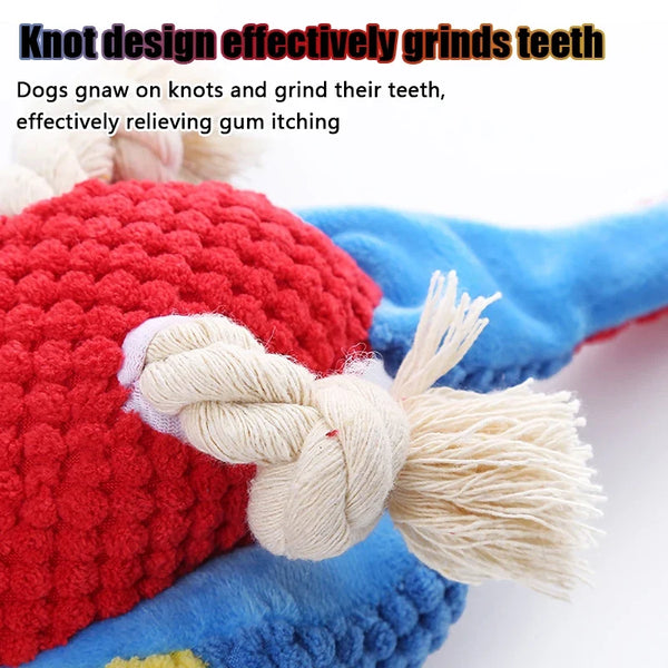 Indestructible Plush Parrot Dog Toy – Squeaky Chew Toy for Small & Large Dogs