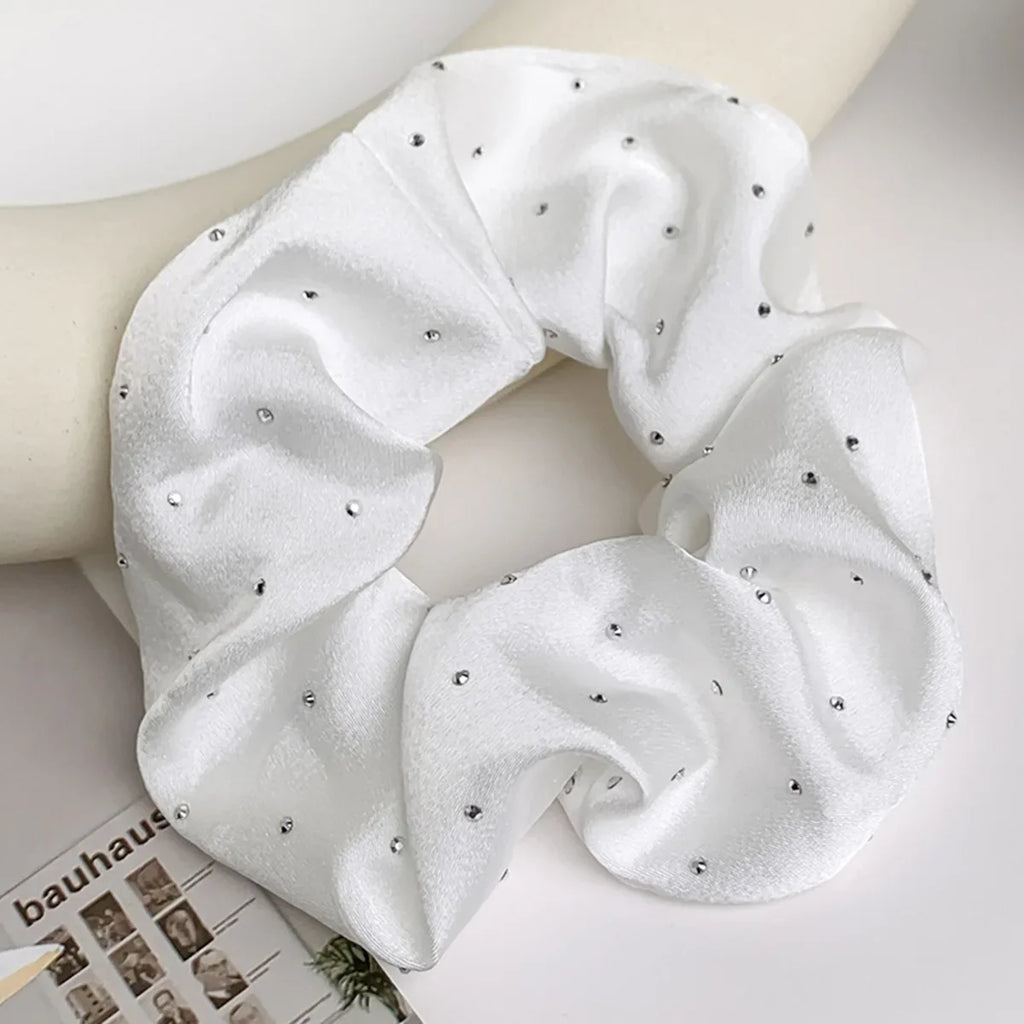 1/3PCS Satin Scrunchies with Rhinestones – Soft & Comfortable Hair Ties for Ponytails and Stylish Hair Accessories